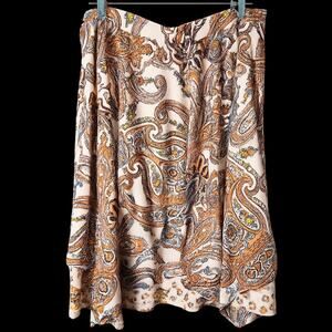 Women's Asymmetrical Hem Skirt 14/16W Paisley Print Midi Length Fit and Flare